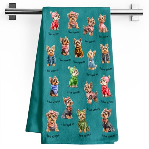 Lussues Nee Yorkie Gifts for Women, Funny Cute Dog Design Kitchen Towels, Housewarming Dish Tea Hand Towels for Housewarming Decor,Set of 2