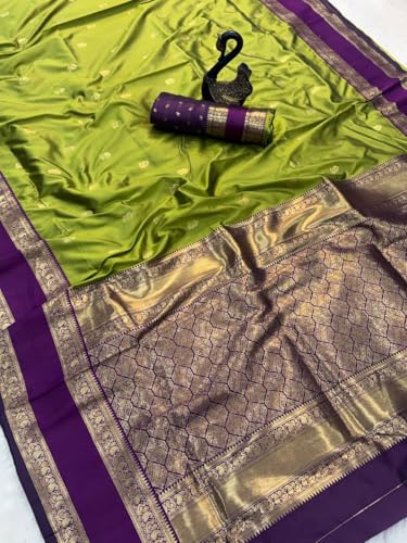 Image of Dharmavaram Pattu Paithani Saree Pure Silk Zari Weaving Floral Border Rich Pallu With Blouse Piece
