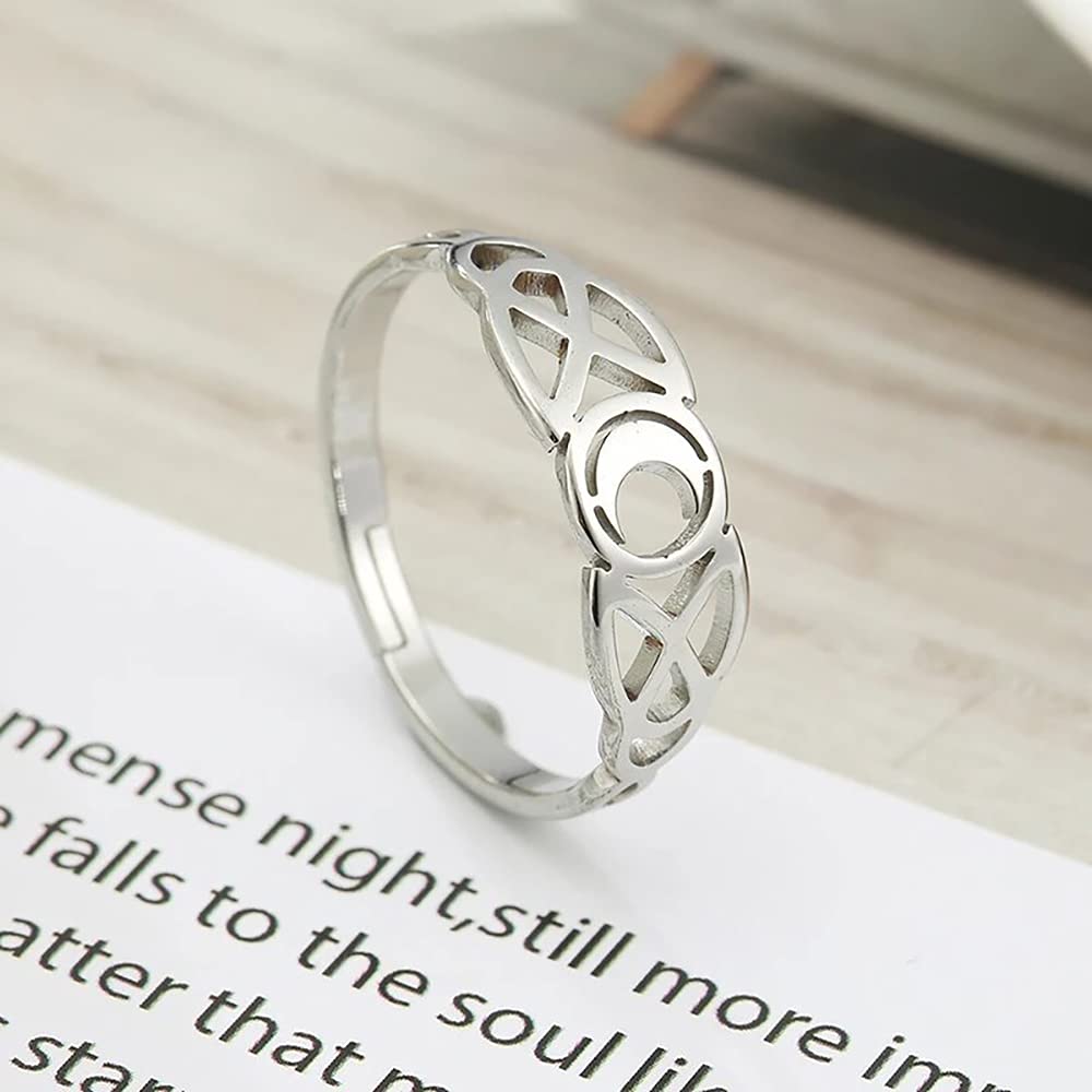 Ring Mond aus Edelstahl und verstellbar, Astrologischer Schmuck und romantisches Geschenk für Damen silber