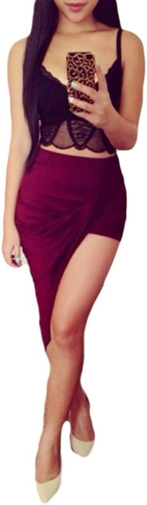 Womens Asymmetrical Drape Up Wrap Cut Out Hi Low Pencil Skirt
