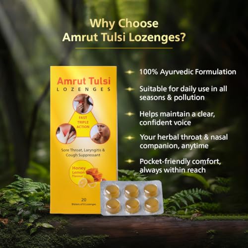 Image of Lozenges Honey Lemon Flavour | Herbal Throat Soother for Cough, Cold & Sore Throat | Pack of 20 (20 Strips)