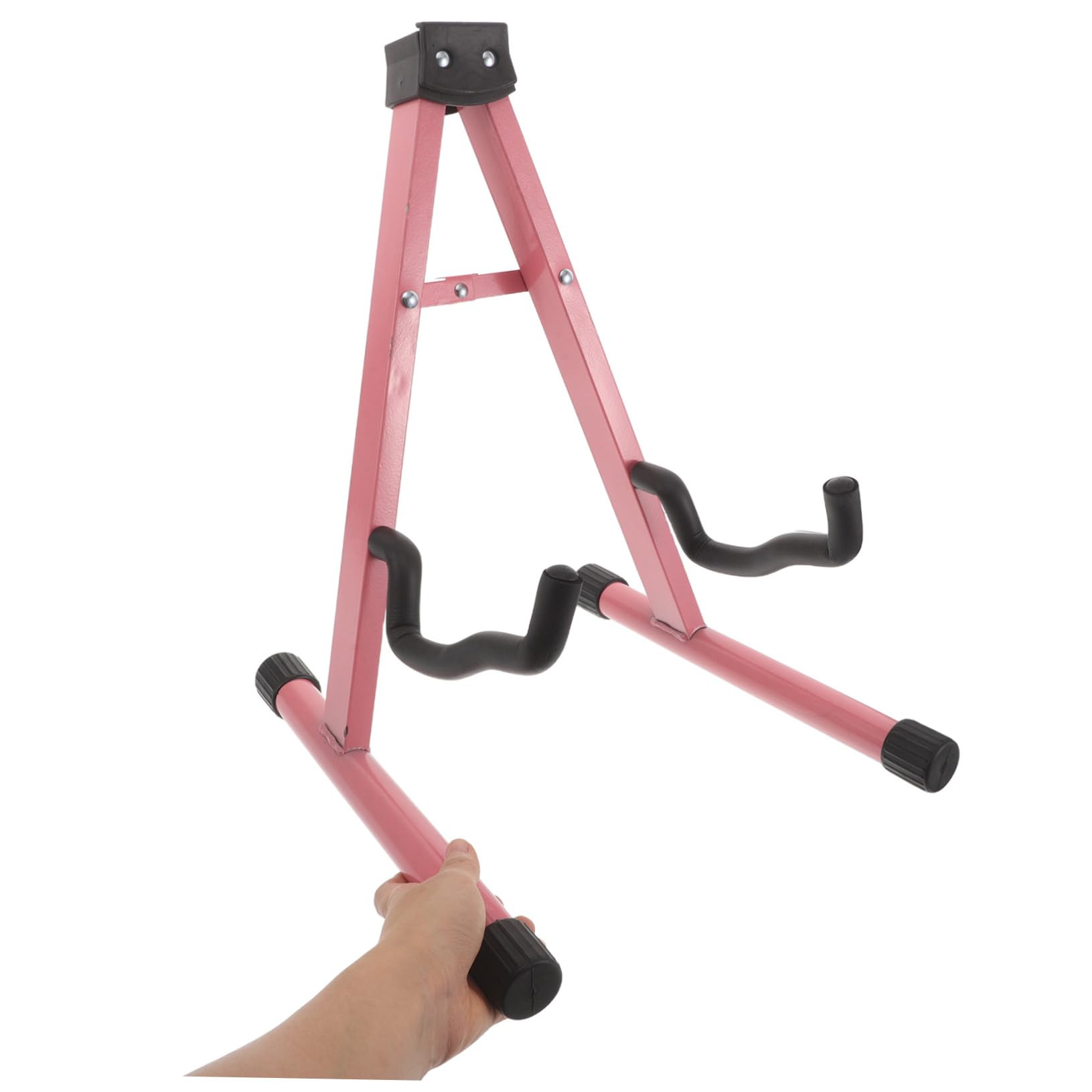 Mikikit Supporto per Chitarra da Terra in Metallo Pieghevole A-shape | Rosa, Regolabile e Portatile, per Basso e Pipa, Adatto a Palco e Esposizione Musicale