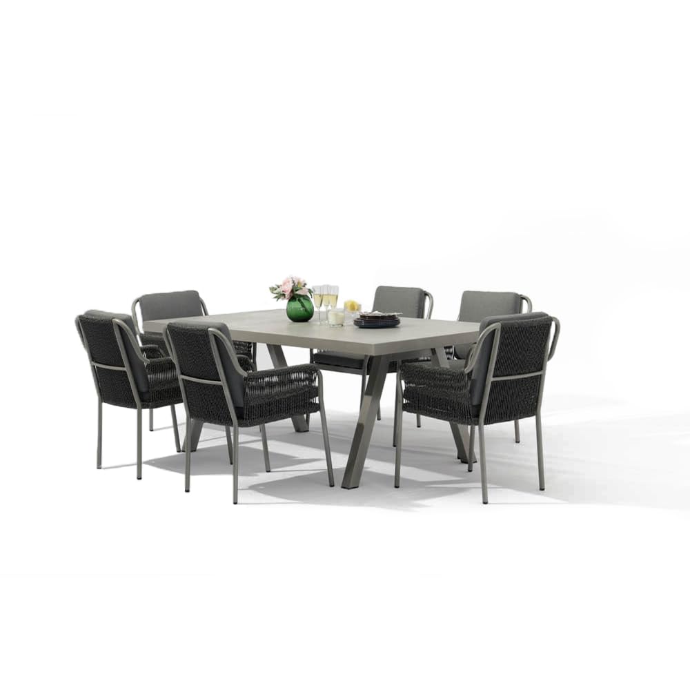 Tavolo da pranzo allungabile BUDA | Tavolo da giardino allungabile in alluminio con top ceramica, resistente ad intemperie e graffi | 200/260 x 100 x 74cm