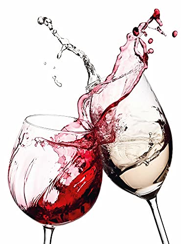 Fototapete Küche Weingläser Rotwein Weißwein Wohnzimmer | 1,92 m x 2,6 m | Rot, Weiß, Grau Cover