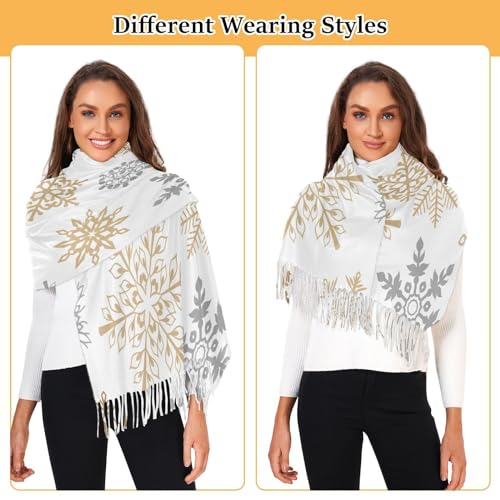 Wedding Pashmina Shawls Soft Scarf for Womens Gift Classic Warm Snowflake Cashmere Feel Wraps for Evening Dresses Wedding Lightweight4