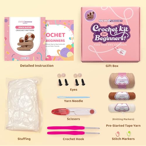 Image of Mewaii Crochet Kit for Beginners with 40% Extra Eco-Friendly Pre-Started Easy Yarn, Step-by-Step Video Tutorials for Adults and Kids (Highland Cattle)