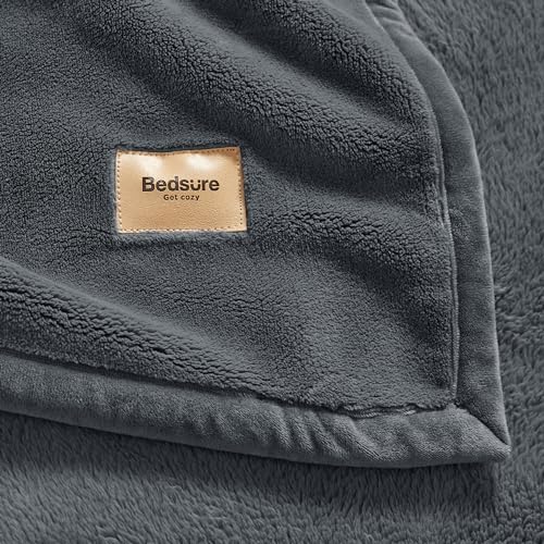 Bedsure Fleece King Size Blanket for Bed - GentleSoft Warm, Cozy, Soft & Thick Blanket for Winter, Heavy 500Gsm Anti-Static Design, Ideal for Couch & Sofa, Grey, 108x90 Inch