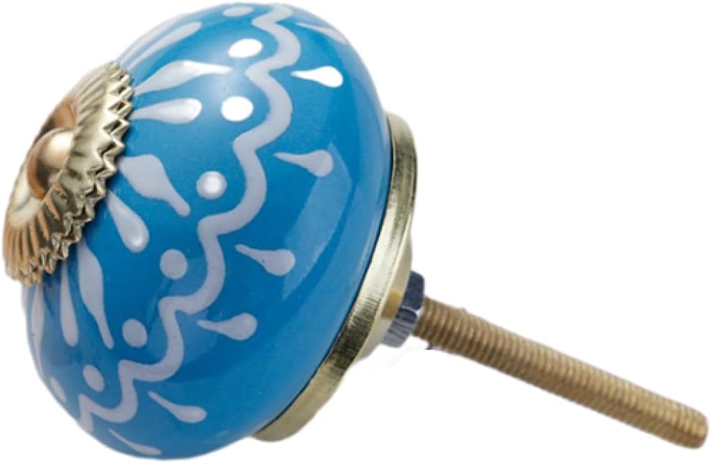 Tnbccxn Blue And White Short Cabinet Handles, Cabinet Handles,Round Ceramic Furniture Knob(Blue And White Short)