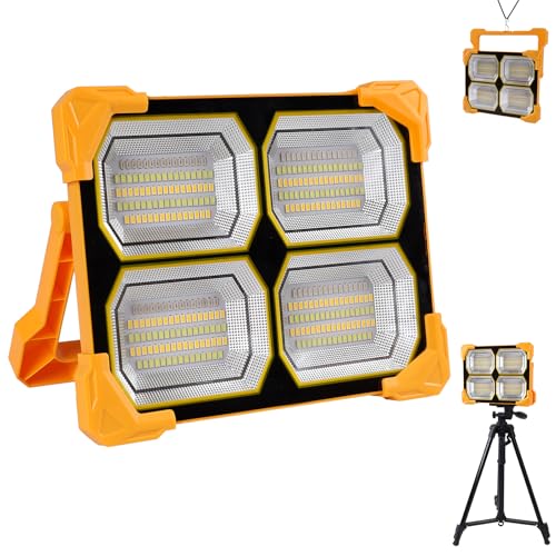 300W projecteur led rechargeable 26000mAh projecteur led chantier spot led extérieur lampe rechargeable usb Solaire 5 Modes Lampe de Travail Pour Camping, Chantier,...