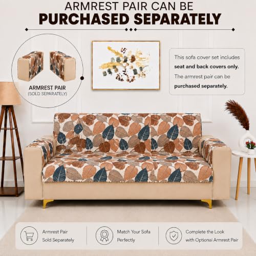Image of Homerz Premium Printed Quilted Velvet Sofa Slip Cover Protector, Sofa Mat, Exact Size, Antislip Cover (Folia, 2 Seater, Full)