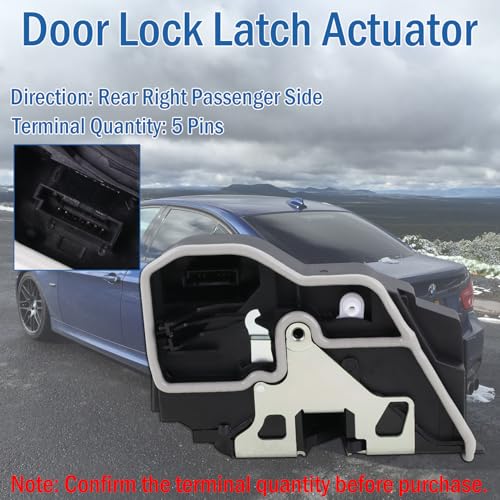 Image of Rear Right Passenger Side Door Lock Latch Actuator Compatible with BMW 135i, 118i, 320i, 328i, 330i, 528i, 535i, Door Latch Replaces 51227202148, 51224389476, 937-825, 51227060296