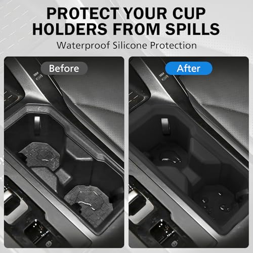 Image of Cup Holder Insert for 2026 Toyota RAV4 Hybrid, Anti-Slip Silicone Cup Holder Liner Set, Waterproof Cup Holder Mat, No Rattling Drink Holder Pads, Easy to Clean Interior Accessories