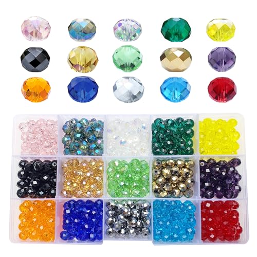 Image of 8mm Rondelle Glass Beads for Jewelry Making, Faceted Briolette Crystal Spacer Beads for Bracelets Necklaces Earring, 495pcs