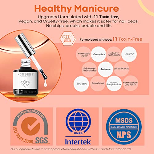 Modelones Gel Top Coat and Base Coat with Nail Primer Set, 3Pcs No Wipe Base and top coat Gel Nail Polish Nail Bond Primer, 10ml New Upgraded Formula Long-Lasting Gel Nail kit - Image 8