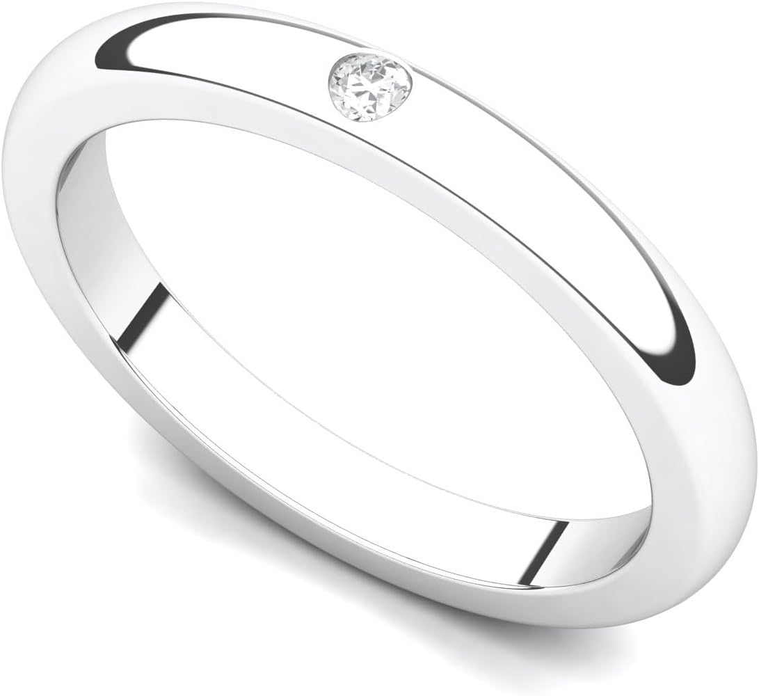 Juno Jewelry 14k White Gold Bezel set Diamond Wedding Band Ring (G-H/SI, 0.03 ct.)