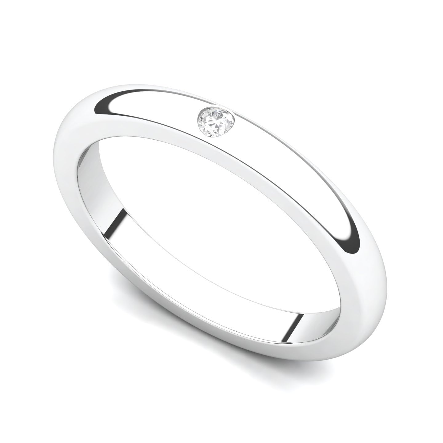 Juno Jewelry 14k White Gold Bezel set Diamond Wedding Band Ring (G-H/SI, 0.03 ct.)