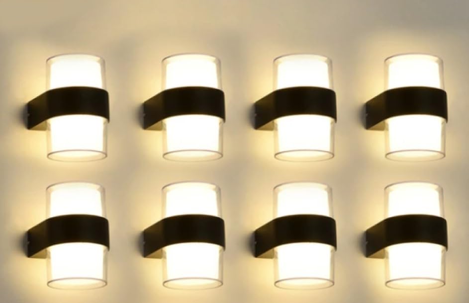 Duvar LED Lamba 12W Gün Işık 3200K Bahçe Teras İÇ&Dış Mekan Dekoratif LED Aplik Aydınlatma (8 Adet)