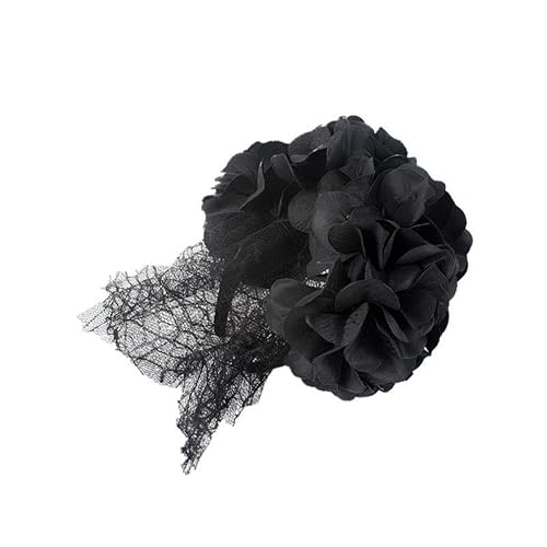 Miniatura 2 de YAZILIND Diadema de flores de rosa, accesorios de malla negra, accesorios para el cabello, guirnalda de carnaval, baile, fiesta, tocado, negro 2
