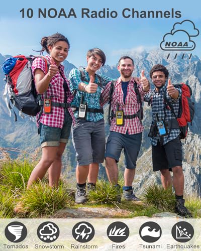Walkie-Talkies-for-Adults-Long-Rang-NOAA-Weather-Alerts-Rechargeable-Walkie-Talkies-2-Way-Radio-22-FRS-Channel-with-1800mAh-Li-ion-Battery-Charger-USB-C-Cable-Outdoor-Cruises-Camping-4-Pack