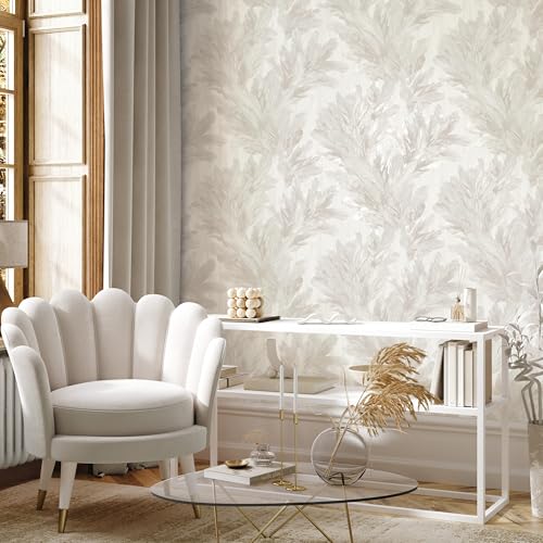 Vymura Gianni M95693 schwere Vinyltapete mit Feder, warmes Elfenbein