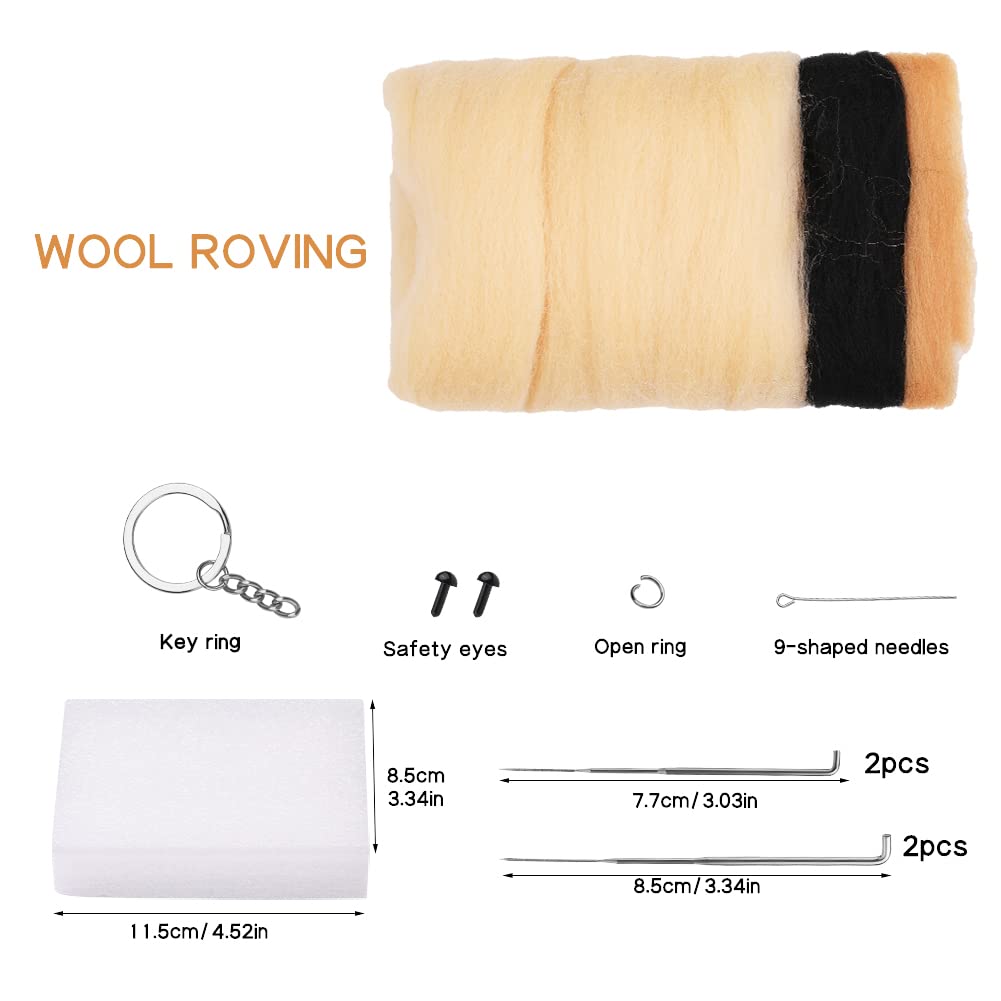 QMNNMA Nadelfilz-Kits für Anfänger, Mops-Wollfilz-Set