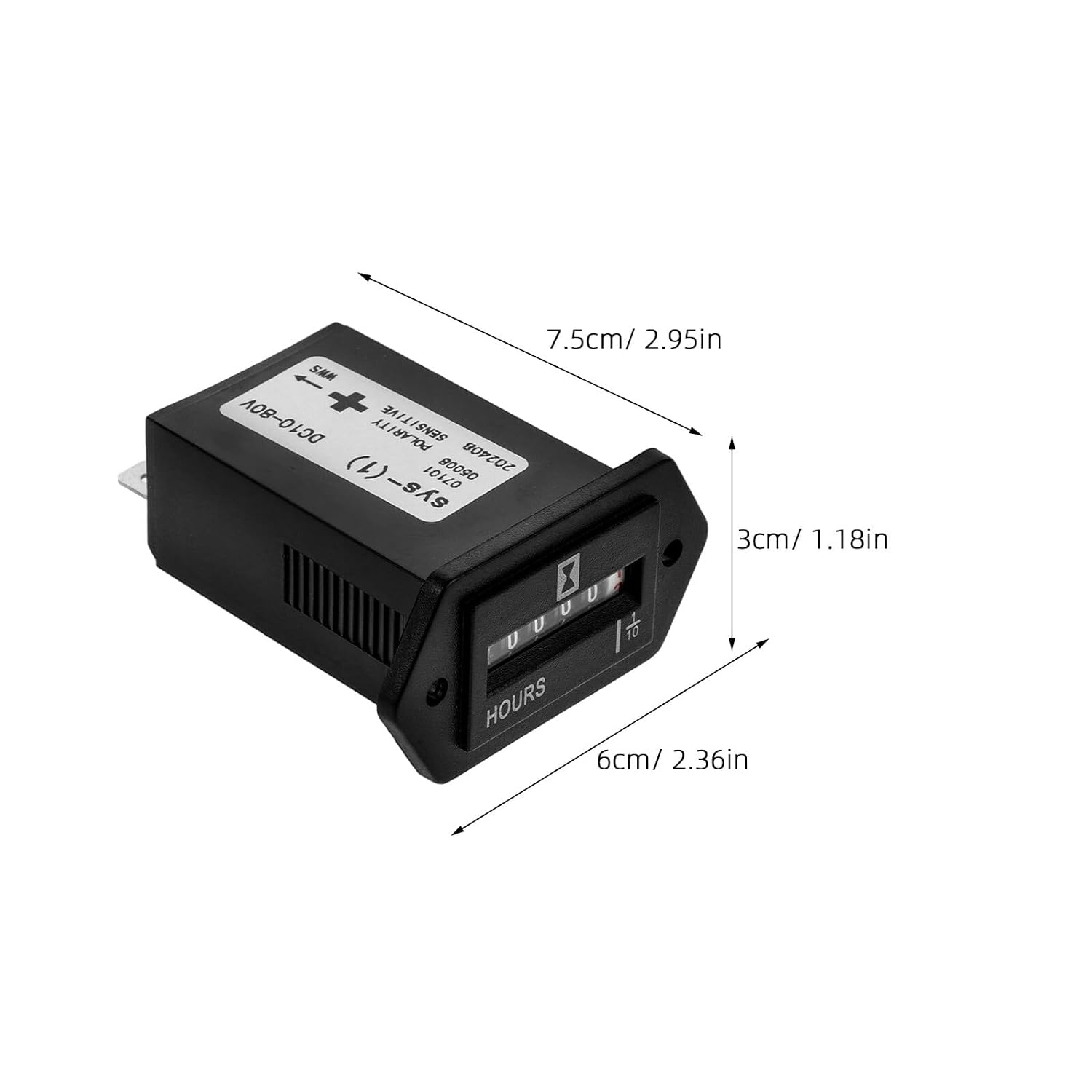 Garneck Industrial Hour Meter 10-80v Digital Hour Gauge for Generators and Engineering Vehicles, Automotive Mechanical Timer Tool Compatible Lawn Tractors and Construction Machinery