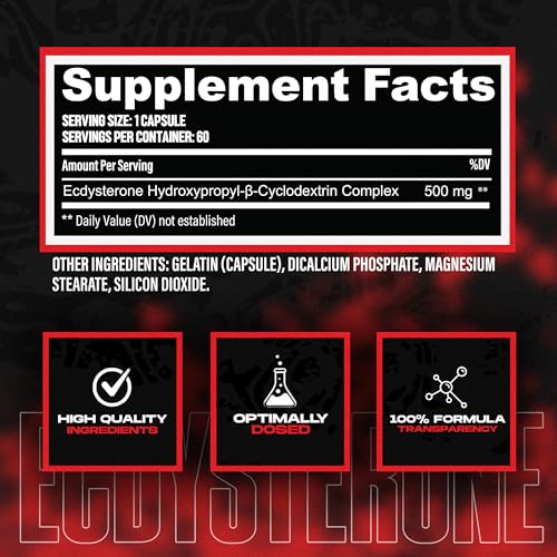 Image of Huge Supplements Ecdysterone Supplement, Natural Muscle Builder for Men, 1000mg Beta Ecdysterone Per Serving, Optimally Dosed, Superior Absorption, 98% Highest Purity Available