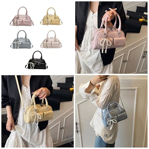 Sac à bandoulière en cuir PU élégant avec breloque nœud papillon