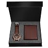 LORENZ Men’s Luxury Leather Wallet and Analog Watch Combo Set (Brown, 5G-CUHL-XQAR)