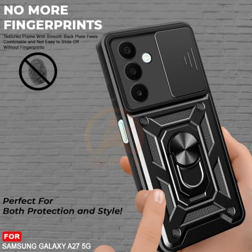 Image of AIBEX Back Cover Compatible for Samsung M47 5G / Samsung A27 5G | D10 Tough Armor Case | Sliding Camera Shield | 360 Protection | Kickstand Ring Holder | Military-Grade Bumper Case