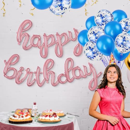 Image of Rozi Decoration Blue Metallic & Confetti Balloon Set - 10 Pcs | Decoration Party Balloons for Birthday, Baby Shower, Anniversary, Wedding & Festive Decorations