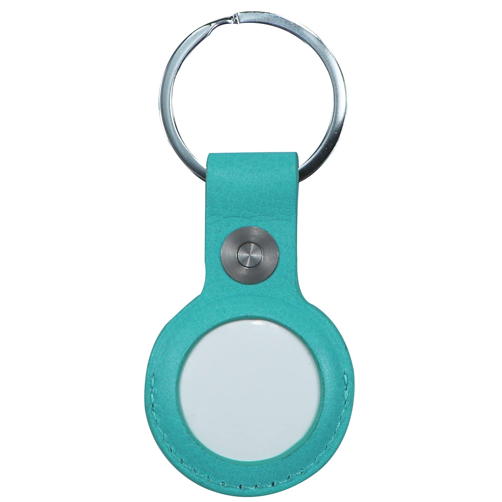 Case for AirTag Genuine Leather Protective Cover with Keychain Ring, Anti-Scratch - Blue4, Small - Image 2