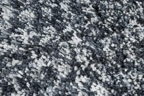 Image of FIASCO Premium Tie Dye Shaggy Carpet Ultra Soft Microfiber | 2 Inches Pile Height Back in Canvas Shaggy Carpet for Living Room | Bedroom | Hall | Guest Room | 8x10 Feet Dark Grey Ivory Mix