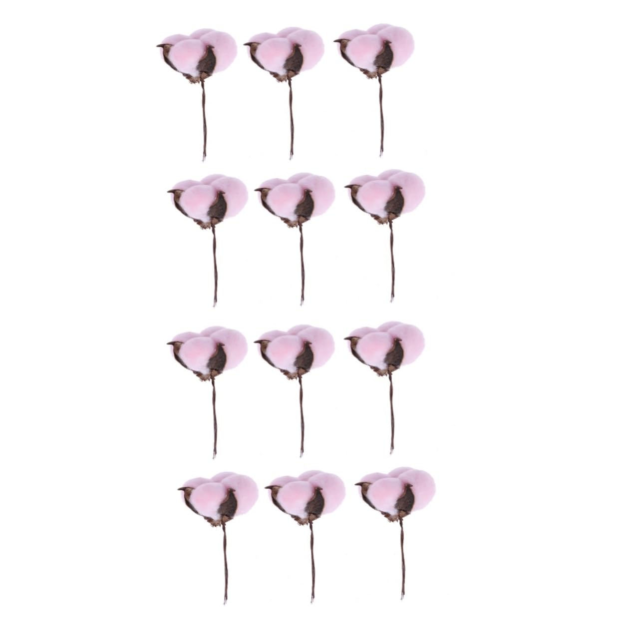Operitacx 12 Pcs Cotton Flower Decor Natural Flower Heads Picks Cotton Stalks Floral Vase Branches Fillers Fake Cotton Flower Dried Flower Stems Cotton Branches Cotton Decor Bamboo Pink