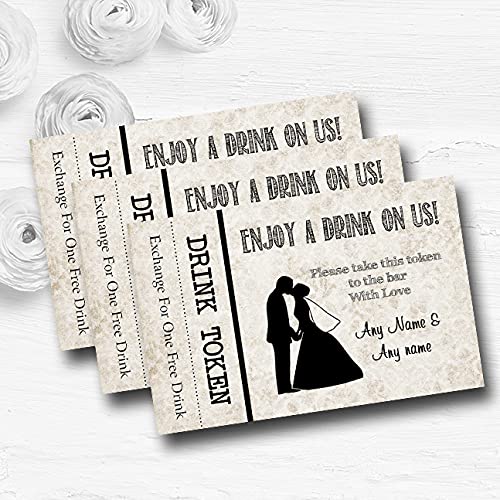 Damask Chic Personalised Wedding Bar Free Drink Tokens