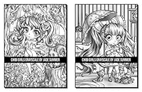 Chibi Girls: A Grayscale Coloring Book with Adorable Kawaii Characters, Lovable Manga Animals, and Delightful Fantasy Scenes 1983174564 Book Cover