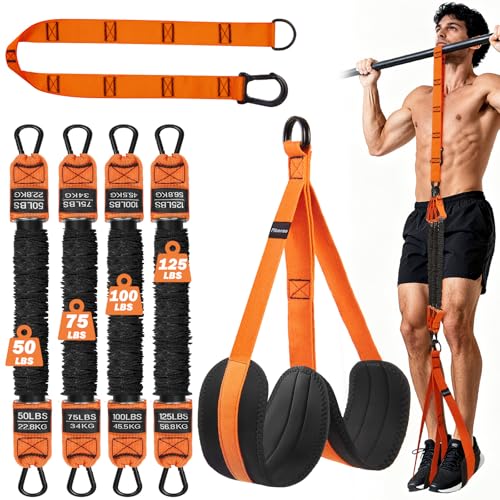 Pull Up Assistance Bands, 350lbs Heavy Duty Resistance Band for Pull Up, 4 Pull Up Bands with Two Foots Fabric Feet/Knee Rest, Adjustable Weight/Size Bands for Pull Up Assist for Strength Training