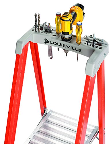 Louisville Ladder 12-Foot Fiberglass Pro Platform Ladder with Extended Rail, 300-Pound Capacity, Type IA, FXP1712