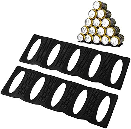 webake Fridge Organisers Storage Can Holder Bottle Stacker 2 Pcs Heat Resistance Portable Kitchen Shelves Pads Silicone for Water Bottles Beer Soda Cola Cans in Fridge, Table, Cabinet, Black