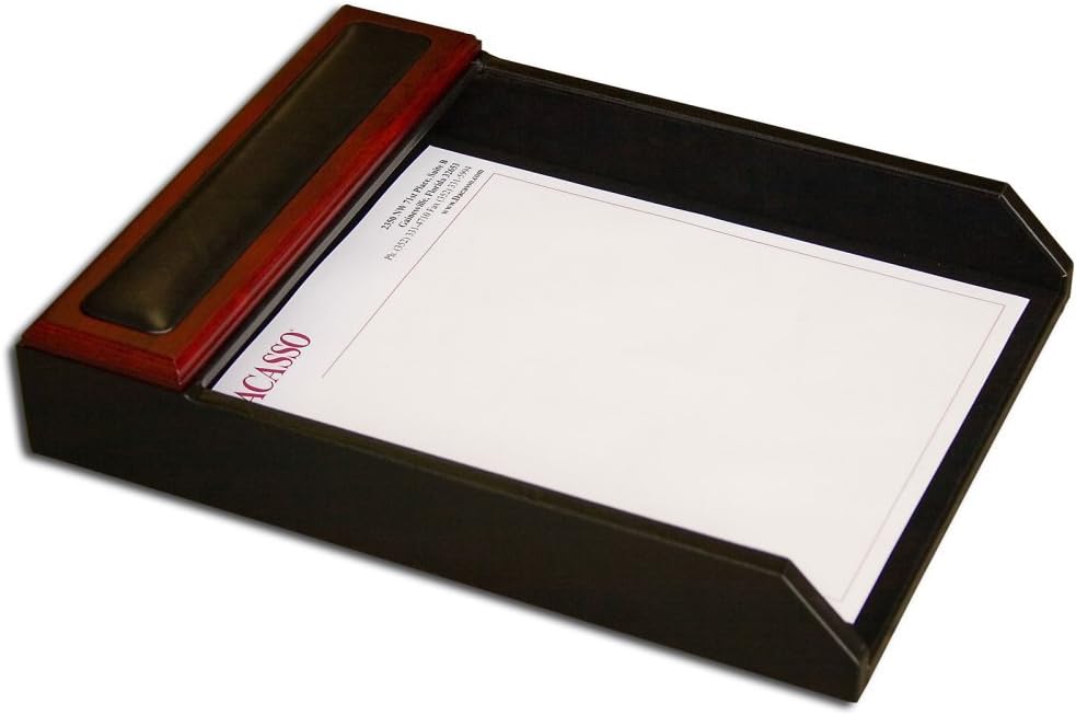 Dacasso Rosewood and Leather Letter Tray