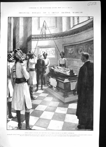 Copie Antique de 1902 Troupes Indiennes Saluant le Général Gordon St Paul de Monument… Copie Antique de 1902 Troupes Indiennes Saluant le Général Gordon St Paul de Monument…