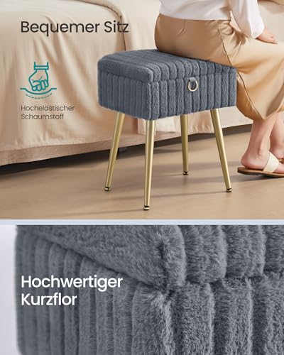 SONGMICS Schminktisch-Stuhl, gepolstert, Metallbeine, verstellbare Füße – Ansicht 3