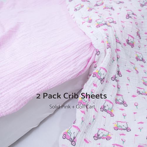Image of LollyBanks Muslin Crib Sheet, 100% Cotton Fitted Crib Sheets for Girls