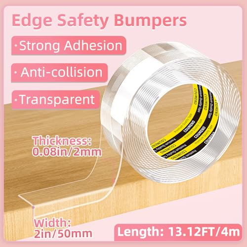Image of Clear Edge Protector & Corner Guards 2in(W) x 13.4FT(L, Baby Proof Corner Protectors for Furniture,Table Bumper for Baby Safety, Sharp Edge Protector for Drawers, Tables, Cabinets