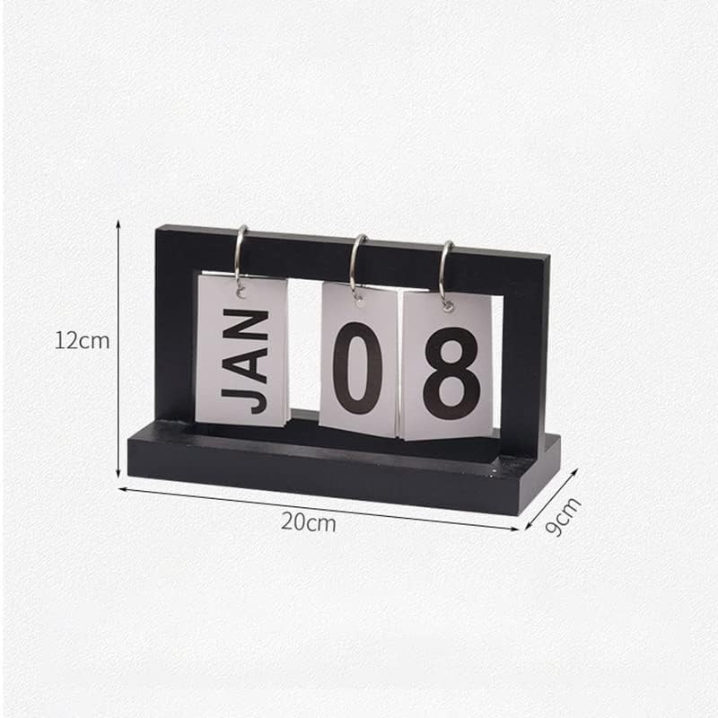 Calendrier De Bureau Perpétuel à Rabat En Bois - Design Moderne Réutilisable - 20x8x16 Cm - Blanc