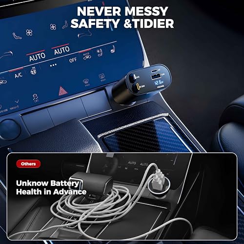 Image of 120W Retractable 4-in-1 Fast Car Charger (2026 New Version) | Built-in Type-C & Lightning Cables | Dual USB Car Mobile Charger | Compatible with iPhone 17 to 11, Samsung, Android & USB Devices