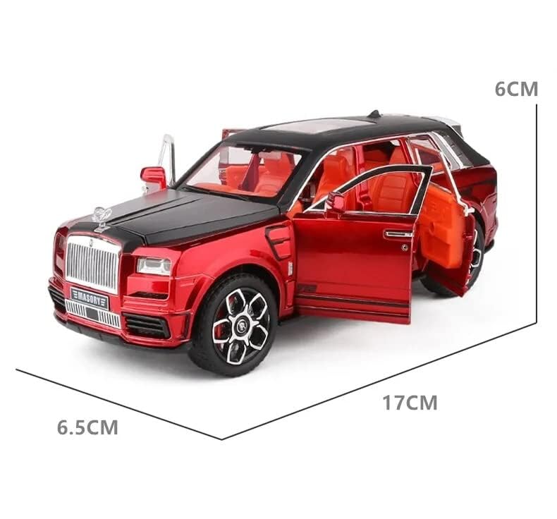 FUNABLO Scale Exclusive Alloy Metal Pull Back Die-cast Car Model with Sound Light Mini Auto Toy for Kids Metal Model Toy Car with Sound and Light (1.32 Scale Rolls ROYS MASOORY-RED) 2