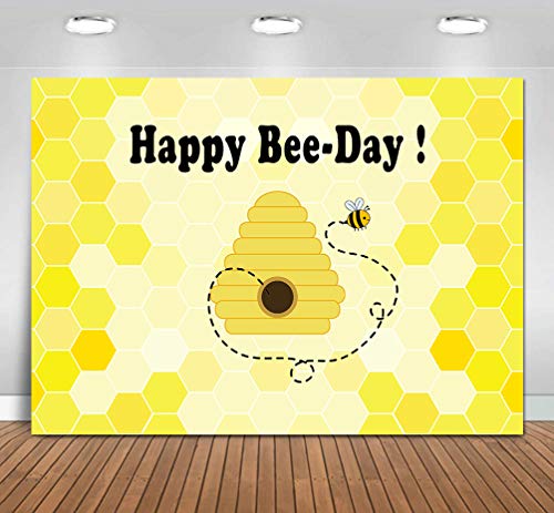 2,1 x 1,5 m Happy Bee Day Hintergrund Wabenbiene Baby-Party Fotografie Hintergrund Honigbiene 1. Geburtstag Party Supplies Kuchen Tisch Banner