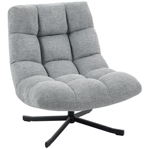 HOMCOM Fauteuil Salon sans accoudoirs, Chaise pivotante en Tissu Chenille imperméable, Assise...