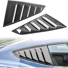 Side Window Louver for Mustang 2024 2025 2026, Carbon Fiber GT Lambo Style Rear Quarter Windshield Sun Shade Cover Side Window Scoop Louvers for Ford Mustang 2024 2025 2026 Accessories